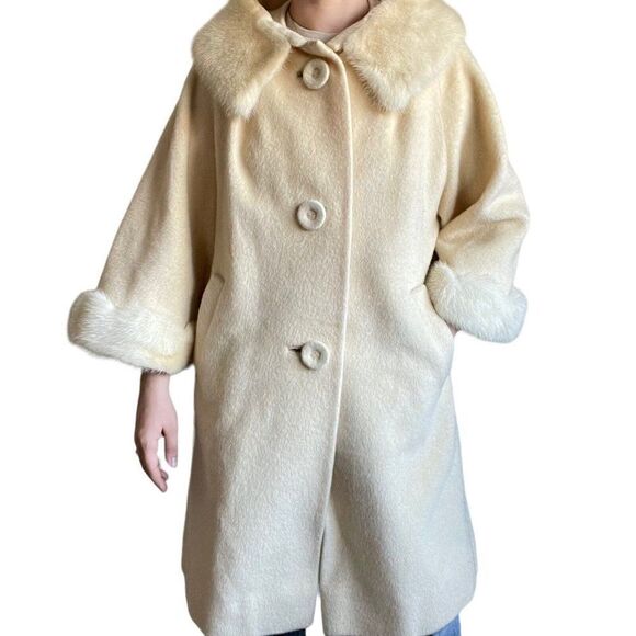 Vintage Stevens Forstmann Womens Cream Camel Bell Sleeve Trench Coat Sz M - Picture 9 of 13